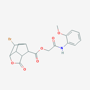 molecular formula C18H18BrNO6 B271093 2-[(2-methoxyphenyl)amino]-2-oxoethyl 6-bromo-2-oxohexahydro-2H-3,5-methanocyclopenta[b]furan-7-carboxylate 