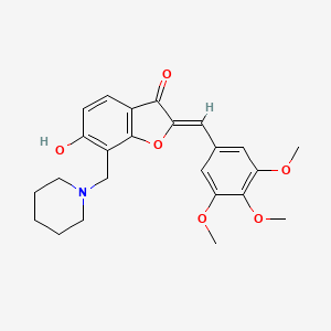 molecular formula C24H27NO6 B2710933 (Z)-6-hydroxy-7-(piperidin-1-ylmethyl)-2-(3,4,5-trimethoxybenzylidene)benzofuran-3(2H)-one CAS No. 869077-35-0