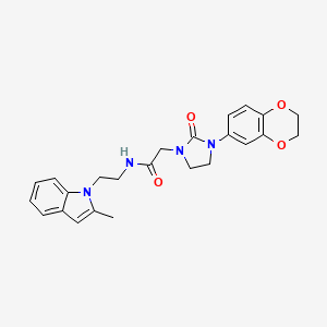 molecular formula C24H26N4O4 B2710934 2-(3-(2,3-dihydrobenzo[b][1,4]dioxin-6-yl)-2-oxoimidazolidin-1-yl)-N-(2-(2-methyl-1H-indol-1-yl)ethyl)acetamide CAS No. 1286718-11-3