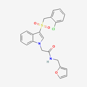 molecular formula C22H19ClN2O4S B2710939 2-(3-((2-chlorobenzyl)sulfonyl)-1H-indol-1-yl)-N-(furan-2-ylmethyl)acetamide CAS No. 894029-84-6