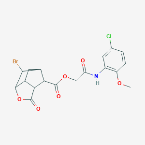 molecular formula C18H17BrClNO6 B271094 2-[(5-chloro-2-methoxyphenyl)amino]-2-oxoethyl 6-bromo-2-oxohexahydro-2H-3,5-methanocyclopenta[b]furan-7-carboxylate 