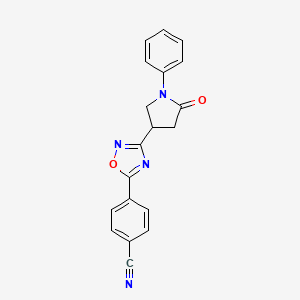 molecular formula C19H14N4O2 B2710943 4-[3-(5-Oxo-1-phenylpyrrolidin-3-yl)-1,2,4-oxadiazol-5-yl]benzonitrile CAS No. 1171400-40-0