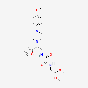 molecular formula C23H32N4O6 B2710954 N1-(2,2-dimethoxyethyl)-N2-(2-(furan-2-yl)-2-(4-(4-methoxyphenyl)piperazin-1-yl)ethyl)oxalamide CAS No. 877633-98-2