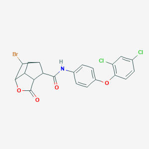molecular formula C21H16BrCl2NO4 B271096 6-bromo-N-[4-(2,4-dichlorophenoxy)phenyl]-2-oxohexahydro-2H-3,5-methanocyclopenta[b]furan-7-carboxamide 