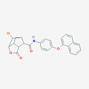 molecular formula C25H20BrNO4 B271098 6-bromo-N-[4-(naphthalen-1-yloxy)phenyl]-2-oxohexahydro-2H-3,5-methanocyclopenta[b]furan-7-carboxamide 