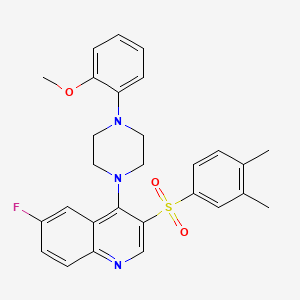 molecular formula C28H28FN3O3S B2710985 3-((3,4-Dimethylphenyl)sulfonyl)-6-fluoro-4-(4-(2-methoxyphenyl)piperazin-1-yl)quinoline CAS No. 899760-22-6