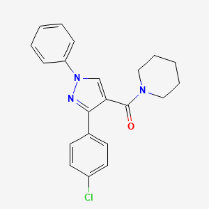 molecular formula C21H20ClN3O B2710989 1-[3-(4-chlorophenyl)-1-phenyl-1H-pyrazole-4-carbonyl]piperidine CAS No. 380463-09-2