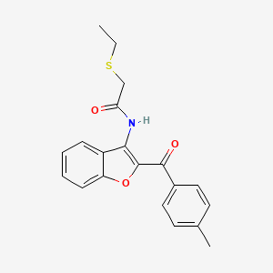 molecular formula C20H19NO3S B2710991 2-Ethylsulfanyl-N-[2-(4-methylbenzoyl)-1-benzofuran-3-yl]acetamide CAS No. 2241142-59-4