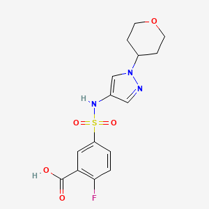 2-fluoro-5-{[1-(oxan-4-yl)-1H-pyrazol-4-yl]sulfamoyl}benzoic acid