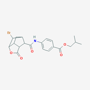 molecular formula C20H22BrNO5 B271100 2-methylpropyl 4-{[(6-bromo-2-oxohexahydro-2H-3,5-methanocyclopenta[b]furan-7-yl)carbonyl]amino}benzoate 