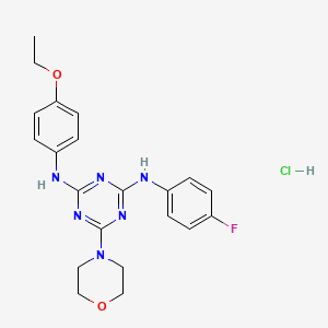 molecular formula C21H24ClFN6O2 B2711003 N2-(4-乙氧苯基)-N4-(4-氟苯基)-6-吗啉-1,3,5-三嘧啶-2,4-二胺 盐酸盐 CAS No. 1179477-32-7