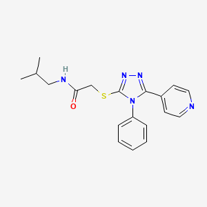 molecular formula C19H21N5OS B2711004 N-(2-methylpropyl)-2-[(4-phenyl-5-pyridin-4-yl-1,2,4-triazol-3-yl)sulfanyl]acetamide CAS No. 557097-76-4