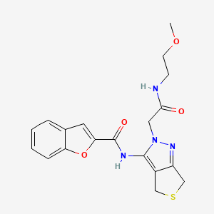 molecular formula C19H20N4O4S B2711005 N-(2-(2-((2-甲氧基乙基)氨基)-2-氧代乙基)-4,6-二氢-2H-噻吩并[3,4-c]嘧啶-3-基)苯并呋喃-2-甲酰胺 CAS No. 1105204-24-7