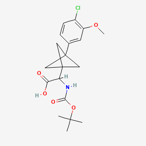 molecular formula C19H24ClNO5 B2711008 2-[3-(4-Chloro-3-methoxyphenyl)-1-bicyclo[1.1.1]pentanyl]-2-[(2-methylpropan-2-yl)oxycarbonylamino]acetic acid CAS No. 2287262-77-3