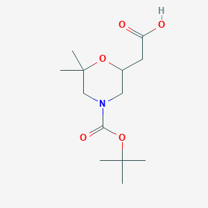 molecular formula C13H23NO5 B2711012 2-(4-(tert-Butoxycarbonyl)-6,6-dimethylmorpholin-2-yl)acetic acid CAS No. 2241129-71-3