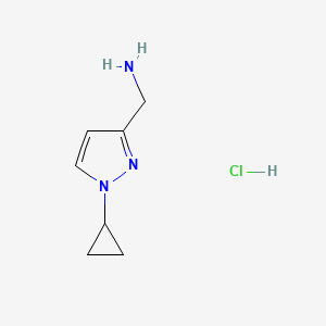 molecular formula C7H12ClN3 B2711014 (1-Cyclopropylpyrazol-3-yl)methanamine;hydrochloride CAS No. 2391987-09-8