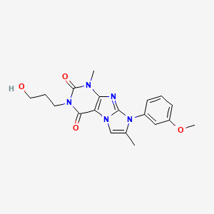 molecular formula C19H21N5O4 B2711017 3-(3-hydroxypropyl)-8-(3-methoxyphenyl)-1,7-dimethyl-1H-imidazo[2,1-f]purine-2,4(3H,8H)-dione CAS No. 896819-77-5