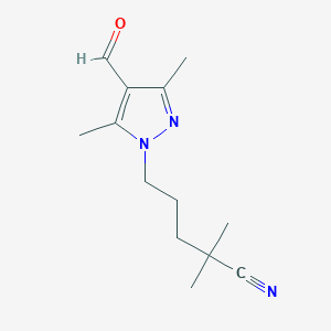 5-(4-Formyl-3,5-dimethylpyrazol-1-yl)-2,2-dimethylpentanenitrile
