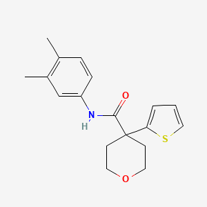 molecular formula C18H21NO2S B2711029 N-(3,4-dimethylphenyl)-4-thiophen-2-yloxane-4-carboxamide CAS No. 877633-67-5