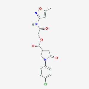 molecular formula C17H16ClN3O5 B271103 1-(4-Chloro-phenyl)-5-oxo-pyrrolidine-3-carboxylic acid (5-methyl-isoxazol-3-ylcarbamoyl)-methyl ester 