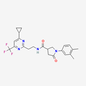 N-(2-(4-cyclopropyl-6-(trifluoromethyl)pyrimidin-2-yl)ethyl)-1-(3,4-dimethylphenyl)-5-oxopyrrolidine-3-carboxamide