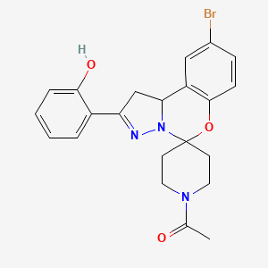 molecular formula C22H22BrN3O3 B2711040 1-(9-Bromo-2-(2-hydroxyphenyl)-1,10b-dihydrospiro[benzo[e]pyrazolo[1,5-c][1,3]oxazine-5,4'-piperidin]-1'-yl)ethanone CAS No. 899727-56-1