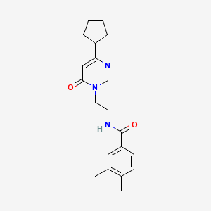 molecular formula C20H25N3O2 B2711045 N-(2-(4-cyclopentyl-6-oxopyrimidin-1(6H)-yl)ethyl)-3,4-dimethylbenzamide CAS No. 1797957-88-0