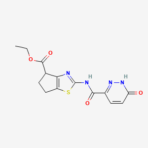 molecular formula C14H14N4O4S B2711047 乙酸2-(6-氧代-1,6-二氢吡啶嘧啶-3-羧酰胺基)-5,6-二氢-4H-环戊二噻唑-4-羧酸酯 CAS No. 1207008-77-2