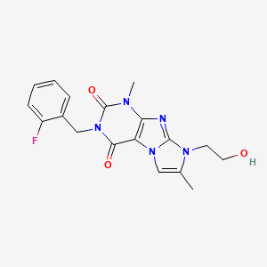 molecular formula C18H18FN5O3 B2711060 3-(2-氟苯甲基)-8-(2-羟乙基)-1,7-二甲基-1H-咪唑[2,1-f]嘧啶-2,4(3H,8H)-二酮 CAS No. 905015-08-9