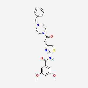 molecular formula C25H28N4O4S B2711061 N-(4-(2-(4-benzylpiperazin-1-yl)-2-oxoethyl)thiazol-2-yl)-3,5-dimethoxybenzamide CAS No. 921818-27-1