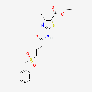 molecular formula C18H22N2O5S2 B2711066 Ethyl 2-(4-(benzylsulfonyl)butanamido)-4-methylthiazole-5-carboxylate CAS No. 923412-99-1