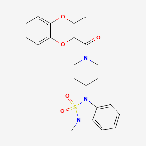 molecular formula C22H25N3O5S B2711067 (4-(3-甲基-2,2-二氧代苯并[c][1,2,5]噻二唑-1(3H)-基)哌啶-1-基)(3-甲基-2,3-二氢苯并[b][1,4]二噁杂环-2-基)甲酮 CAS No. 2034508-61-5