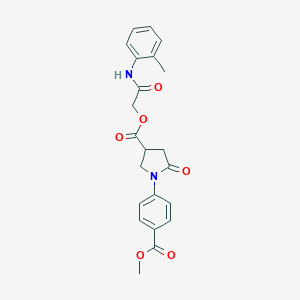 molecular formula C22H22N2O6 B271107 2-Oxo-2-(2-toluidino)ethyl 1-[4-(methoxycarbonyl)phenyl]-5-oxo-3-pyrrolidinecarboxylate 