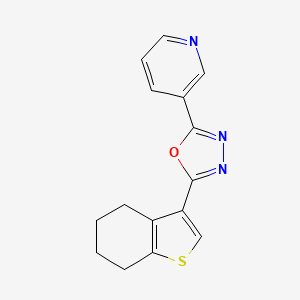 molecular formula C15H13N3OS B2711071 2-(Pyridin-3-yl)-5-(4,5,6,7-tetrahydrobenzo[b]thiophen-3-yl)-1,3,4-oxadiazole CAS No. 1081134-41-9