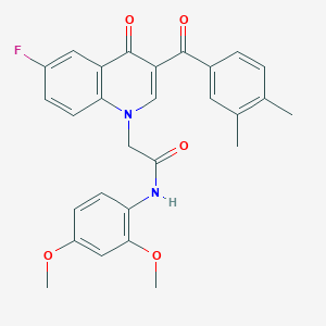 molecular formula C28H25FN2O5 B2711077 N-(2,4-dimethoxyphenyl)-2-(3-(3,4-dimethylbenzoyl)-6-fluoro-4-oxoquinolin-1(4H)-yl)acetamide CAS No. 902292-68-6