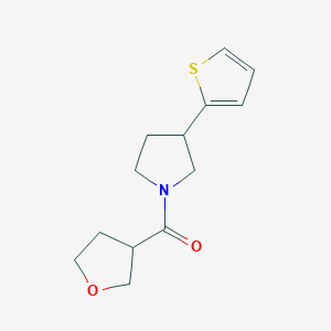 molecular formula C13H17NO2S B2711081 (Tetrahydrofuran-3-yl)(3-(thiophen-2-yl)pyrrolidin-1-yl)methanone CAS No. 2191216-17-6