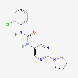 molecular formula C15H16ClN5O B2711083 1-(2-Chlorophenyl)-3-(2-(pyrrolidin-1-yl)pyrimidin-5-yl)urea CAS No. 1396807-75-2