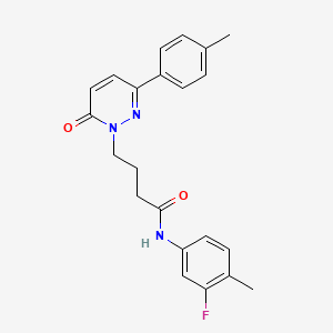 molecular formula C22H22FN3O2 B2711095 N-(3-氟-4-甲基苯基)-4-(6-氧代-3-(对甲苯基)吡啶并[6H]-1-基)丁酰胺 CAS No. 946322-48-1