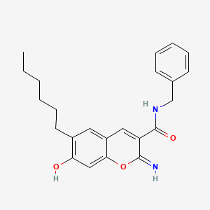 molecular formula C23H26N2O3 B2711099 2-amino-N-benzyl-6-hexyl-7-oxochromene-3-carboxamide CAS No. 333773-80-1