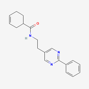 molecular formula C19H21N3O B2711105 N-(2-(2-phenylpyrimidin-5-yl)ethyl)cyclohex-3-enecarboxamide CAS No. 2034513-32-9