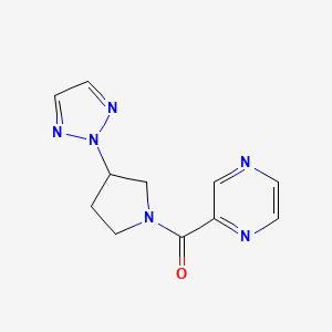 molecular formula C11H12N6O B2711114 (3-(2H-1,2,3-噻唑-2-基)吡咯啉-1-基)(吡嗪-2-基)甲酮 CAS No. 2034408-19-8