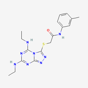 molecular formula C17H22N8OS B2711121 2-[[5,7-bis(ethylamino)-[1,2,4]triazolo[4,3-a][1,3,5]triazin-3-yl]sulfanyl]-N-(3-methylphenyl)acetamide CAS No. 537702-56-0