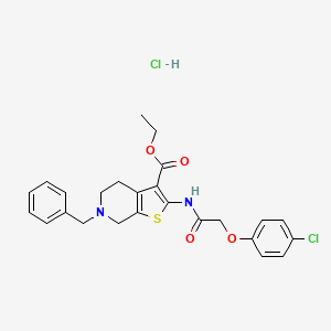 molecular formula C25H26Cl2N2O4S B2711125 对乙酸基 6-苄基-2-(2-(4-氯苯氧基)乙酰胺基)-4,5,6,7-四氢噻吩并[2,3-c]吡啶-3-羧酸酯 盐酸盐 CAS No. 1216453-59-6