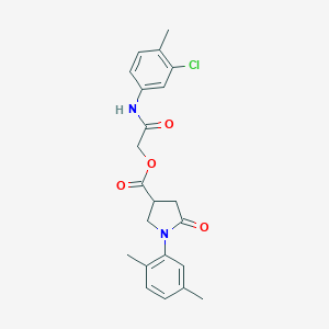 molecular formula C22H23ClN2O4 B271114 2-(3-Chloro-4-methylanilino)-2-oxoethyl 1-(2,5-dimethylphenyl)-5-oxo-3-pyrrolidinecarboxylate 