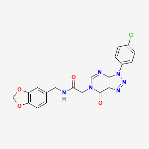 molecular formula C20H15ClN6O4 B2711141 N-(benzo[d][1,3]dioxol-5-ylmethyl)-2-(3-(4-chlorophenyl)-7-oxo-3H-[1,2,3]triazolo[4,5-d]pyrimidin-6(7H)-yl)acetamide CAS No. 872590-76-6