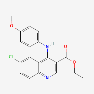 molecular formula C19H17ClN2O3 B2711149 对乙酸基 6-氯-4-[(4-甲氧基苯基)氨基]喹啉-3-羧酸酯 CAS No. 24224-70-2
