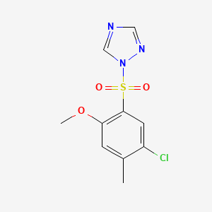 molecular formula C10H10ClN3O3S B2711150 1-(5-chloro-2-methoxy-4-methylbenzenesulfonyl)-1H-1,2,4-triazole CAS No. 2058994-69-5