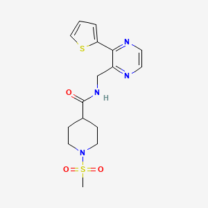 molecular formula C16H20N4O3S2 B2711152 1-(methylsulfonyl)-N-((3-(thiophen-2-yl)pyrazin-2-yl)methyl)piperidine-4-carboxamide CAS No. 2034425-13-1
