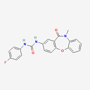 molecular formula C21H16FN3O3 B2711169 1-(4-Fluorophenyl)-3-(10-methyl-11-oxo-10,11-dihydrodibenzo[b,f][1,4]oxazepin-2-yl)urea CAS No. 1203122-53-5