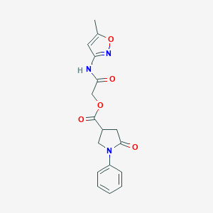 molecular formula C17H17N3O5 B271117 5-Oxo-1-phenyl-pyrrolidine-3-carboxylic acid (5-methyl-isoxazol-3-ylcarbamoyl)-methyl ester 